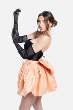 Black Microtulle Gloves with Ruffles