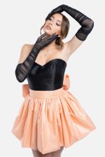 Black Microtulle Gloves with Ruffles - Image 2