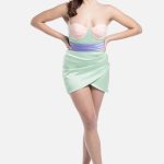 Jupe courte verte en satin | Ms Georgette