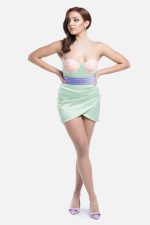 Mini Gonna Verde in Satin | Ms Georgette
