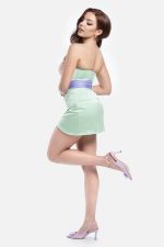 Mini Gonna Verde in Satin | Ms Georgette - immagine 2